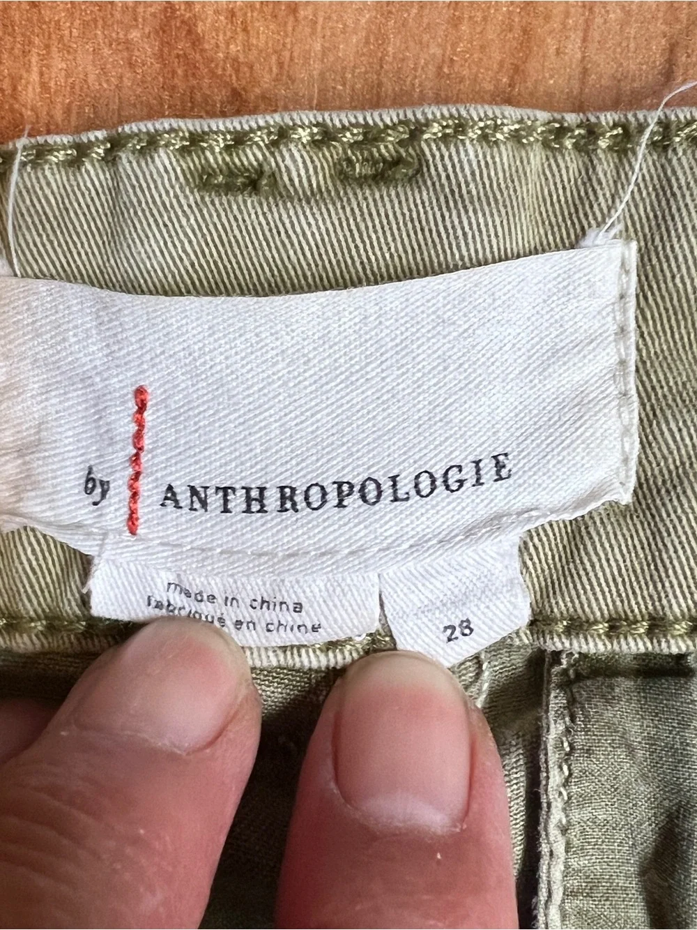 Anthropologie Olive Green Cotton Chino Bermuda Shorts W Functional Back Pockets